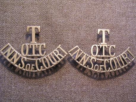 Scarce pair WWI T-OTC-INNS OF COURT Shoulder Titles