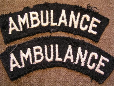 Pair of WWII Home Front AMBULANCE Shoulder Titles