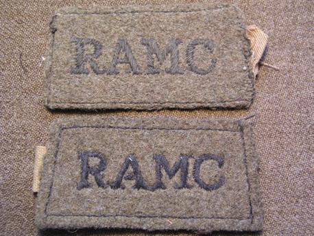 Pair of WWII RAMC Slip-on Shoulder Titles