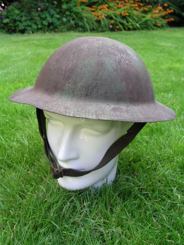 War Department Militaria Rare WWI Camouflaged Raw Edge Brodie Helmet