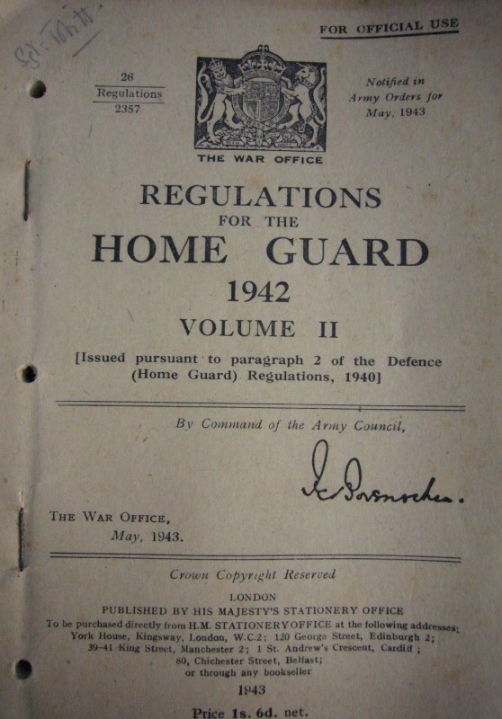Scarce 1942 Home Guard Regulations