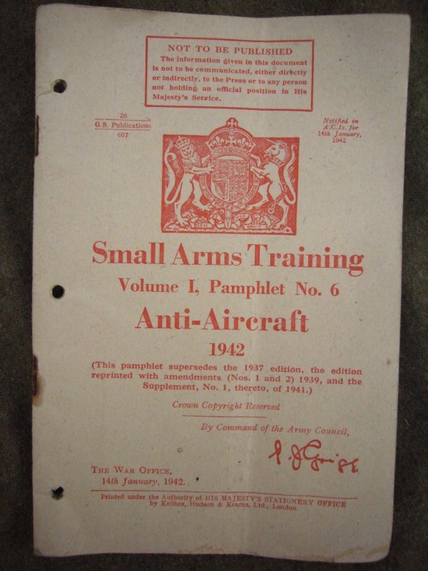 WWII Bren Gun Anti Aircraft Manual