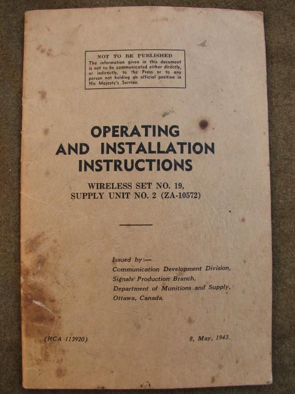 WWII No19 Wireless Set Supply Unit Manual