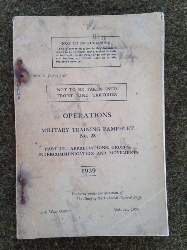 War Department Militaria | 1939 Military Training Pamphlet No 23