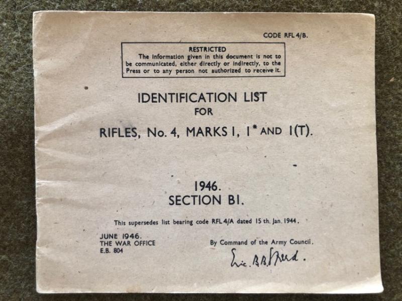 1946 No 4 / No 4 Sniper Rifle Identification List