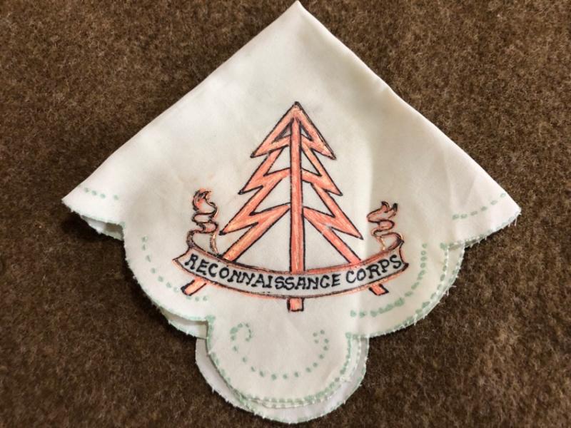 WWII Reconnaissance Corps Sweetheart Handkerchief 