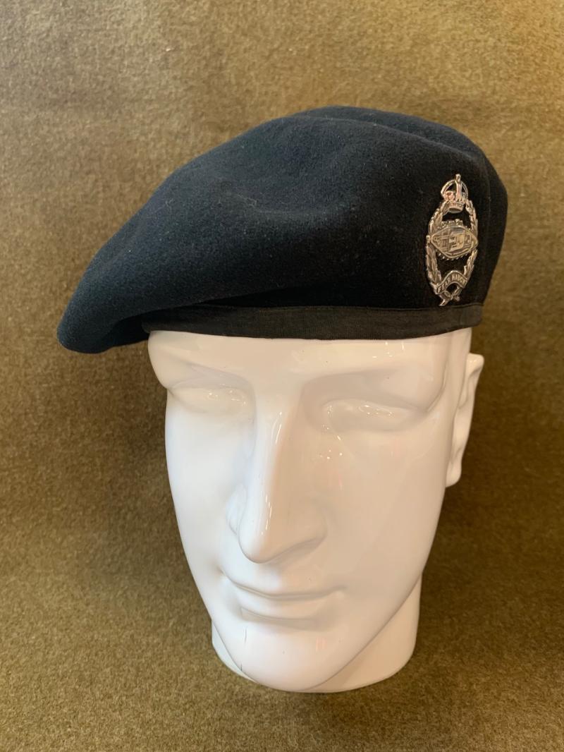Rare WWII Royal Tank Regiment Officer's Black Beret with Silver Cap Badge