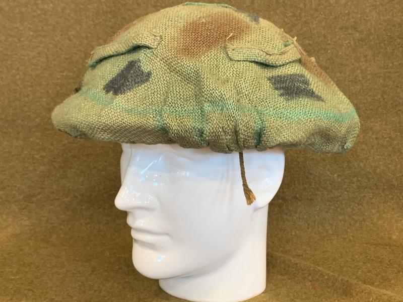 Ultra-rare WWII Helmet Hessian Cloth Camouflage Cover