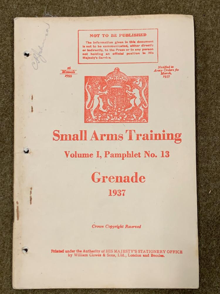 1937 Grenade Small Arms Training Pamphlet