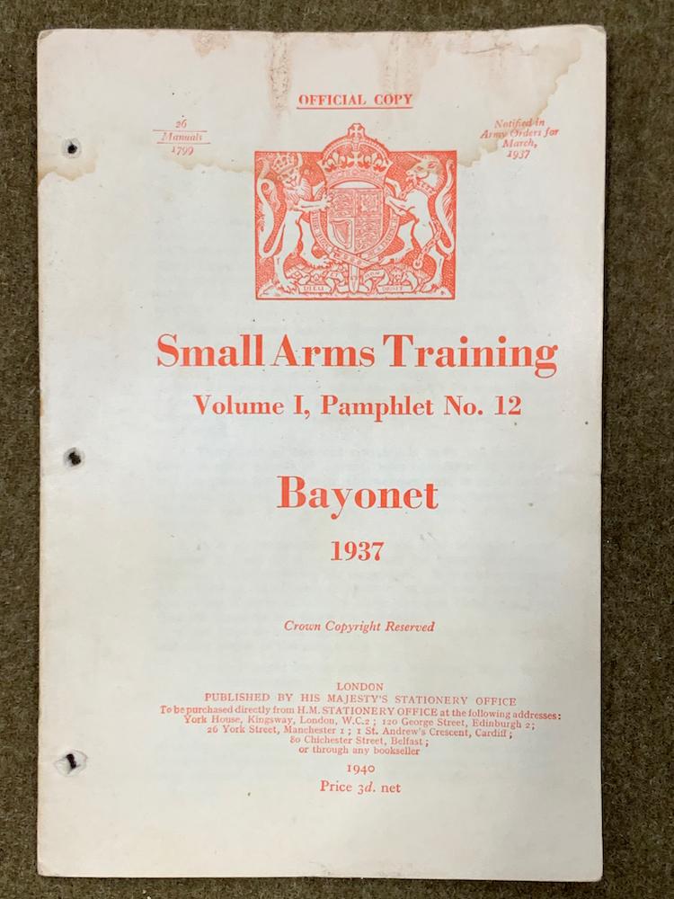 1937 Bayonet Small Arms Training Pamphlet