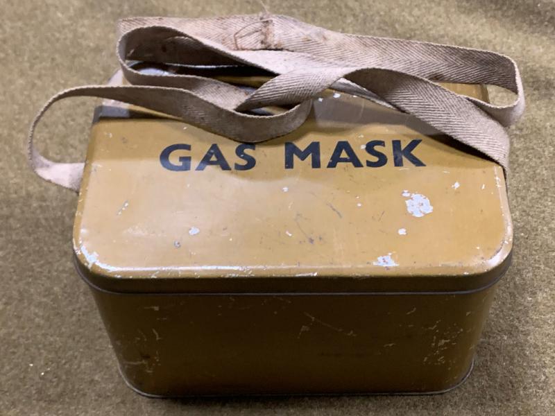 WWII Civilian Gas Mask in Commercial Tinplate Case